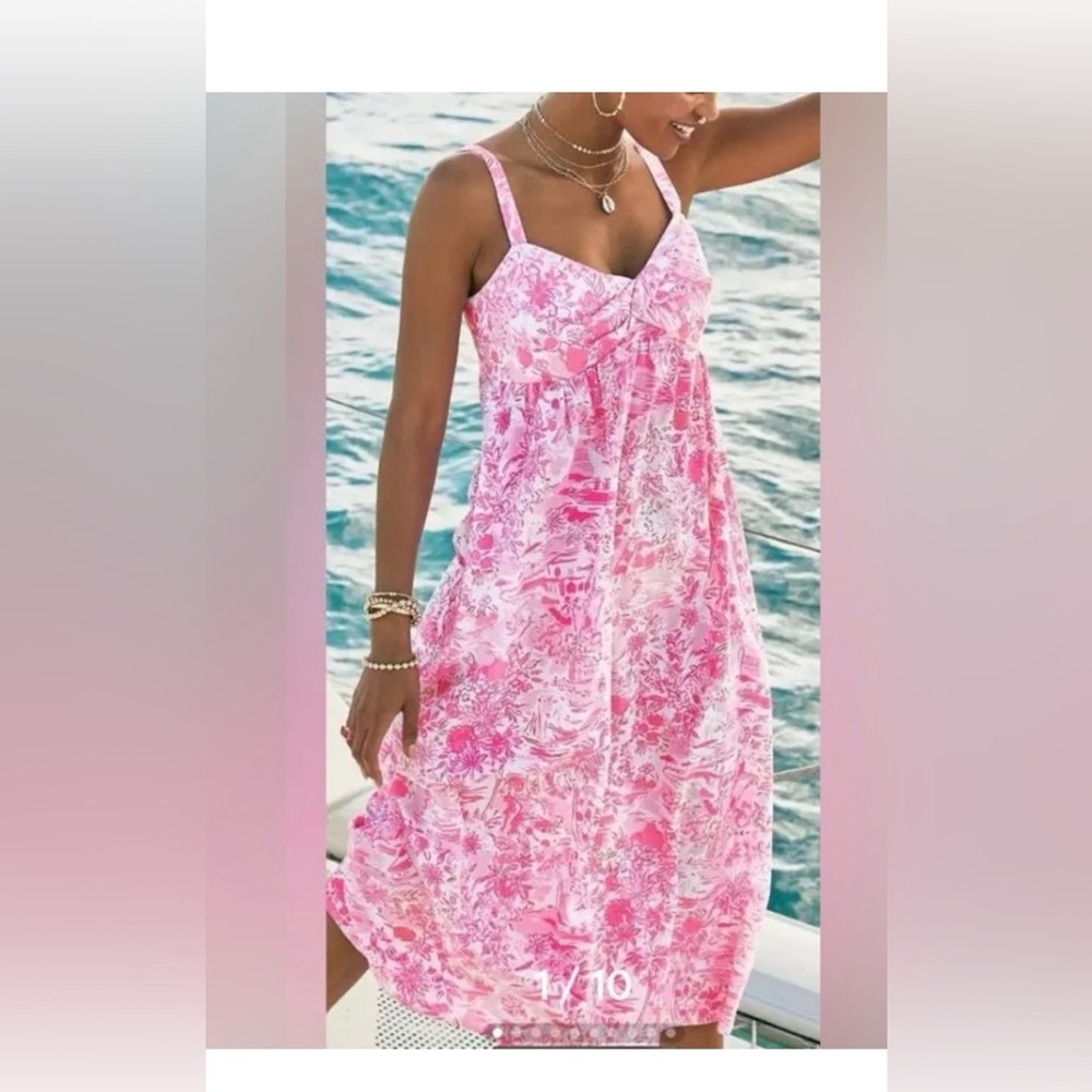 NWT Lilly Pulitzer Shylee Peony Pink Maxi Cotton Dress 8 - Picture 5 of 14